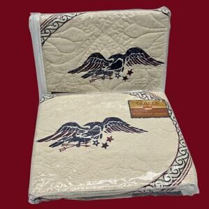 Patriotic Cracker Barrel Liberty Pillow Shams x2 American Eagle Red White & Blue